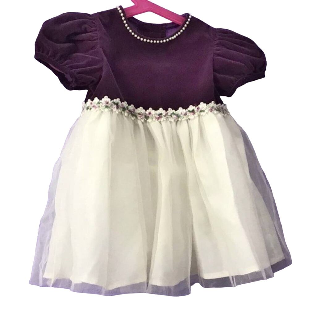 Baby Party Dress Made in USA Vintage Princess Flower Girl Girl's 18MO Purple
